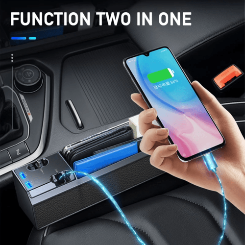 Organizador Lateral para Asiento de Coche con Cable de Carga - OMNIVA